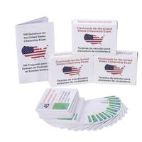 US Citizenship Test Flash Card Combo Set, 1 Set Bilingual Cards and Booklet, Study Tool for Home & School & Office