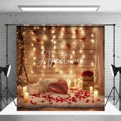 Aperturee Wooden Room Heart Candlelight Valentines Day Backdrop, 3X2FT(1MX0.6M), 14 USD, valentines day backdrops, NYHD2I32-M