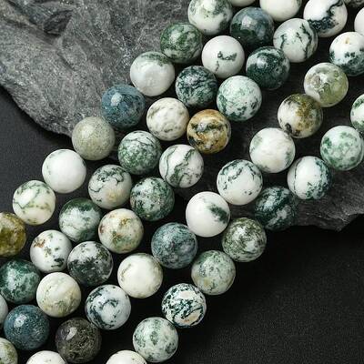 Natural Tree Agate Round Gemstone Beads Strands
