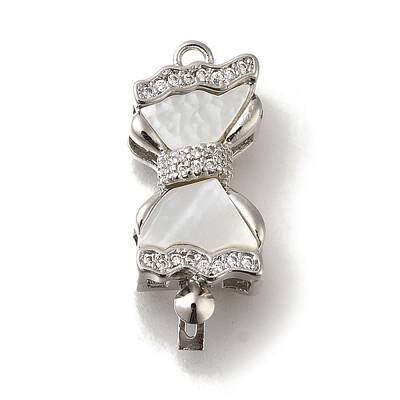 Brass Micro Pave Clear Cubic Zirconia Box Clasps with Acrylic