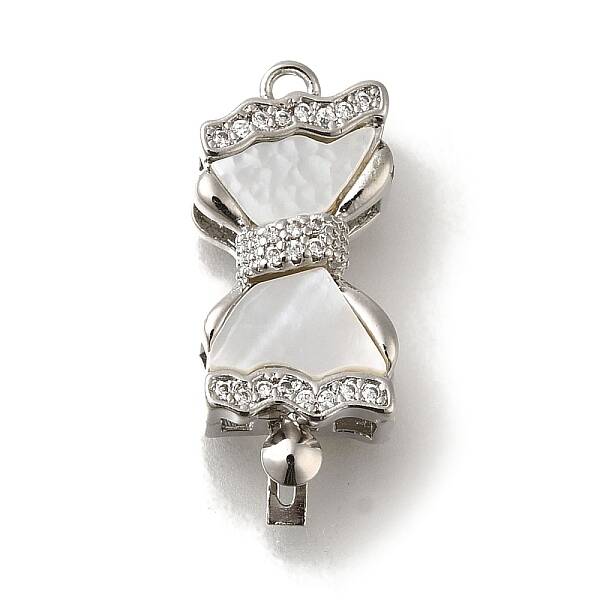 Brass Micro Pave Clear Cubic Zirconia Box Clasps with Acrylic