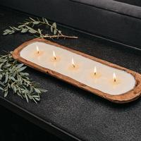 TLC Candle Co. 5-Wick Hand-Carved Wooden Dough Bowl Soy Candles - All-Natural Fragrance, Non-Toxic, Reusable - Gift or Me Tim...