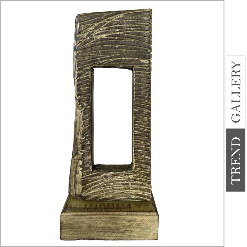 Abstract Rectangular Desktop Art Original Wood Table Figurine Ribbed Creative Wood Sculpture | EYE OF A NEEDLE 18.2"x7&q...