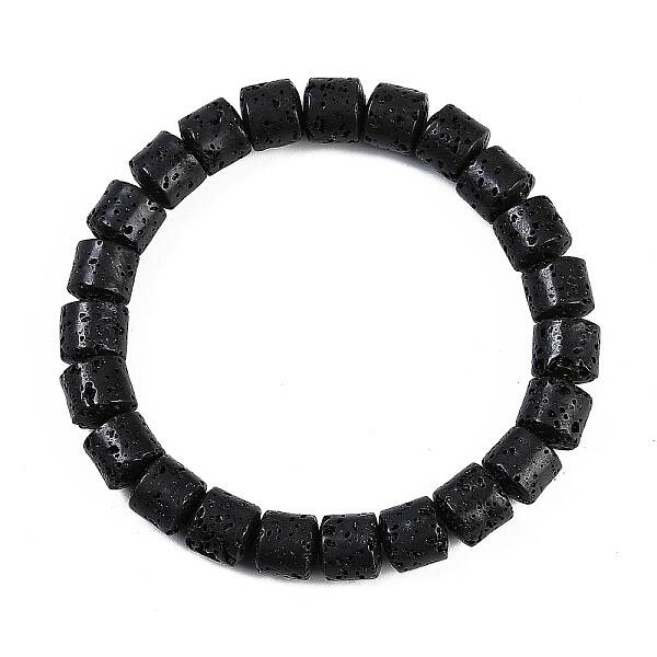 Natural Lava Rock Beaded Stretch Bracelets for Men Women