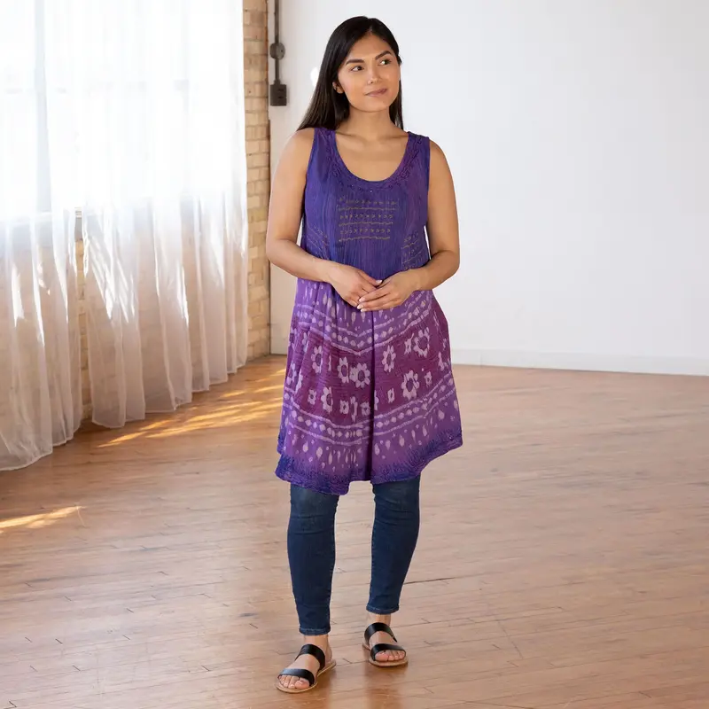 Purple Haze Hand Crafted Sleeveless Tunic - OSFM