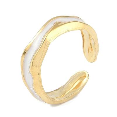 Ion Plating(IP) 304 Stainless Steel Enamel Cuff Finger Rings