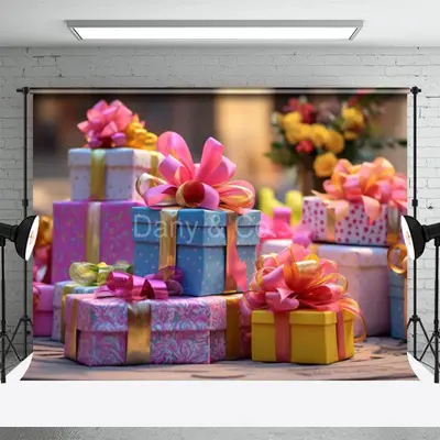 Colorful Gifts Birthday Backdrop For Photogeaphy - Aperturee