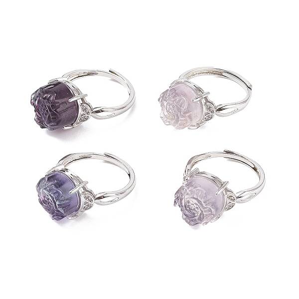 Adjustable Natural Fluorite Finger Rings