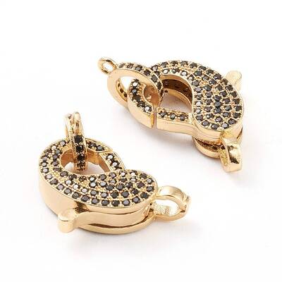 Brass Micro Pave Cubic Zirconia Lobster Claw Clasp