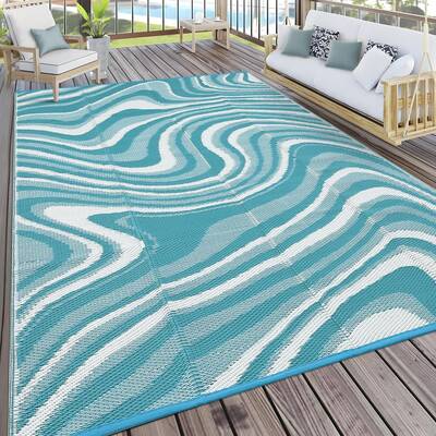 Garvee Camping Rug 10x14 Outdoor Waterproof UV Resistant Polypropylene Reversible Lightweight Portable for Patio RV Deck Picn...