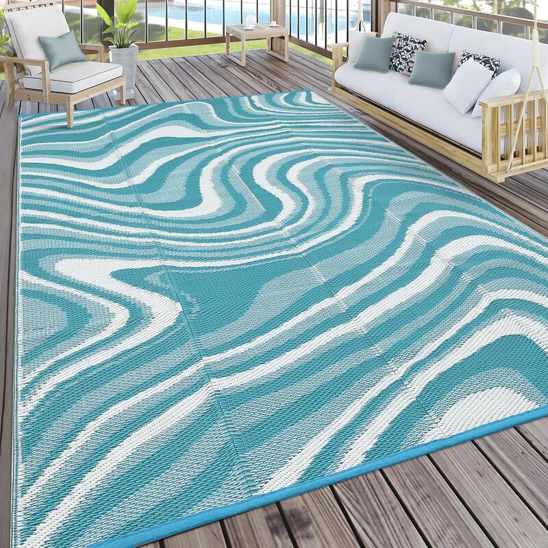Garvee Camping Rug 10x14 Outdoor Waterproof UV Resistant Polypropylene Reversible Lightweight Portable for Patio RV Deck Picn...