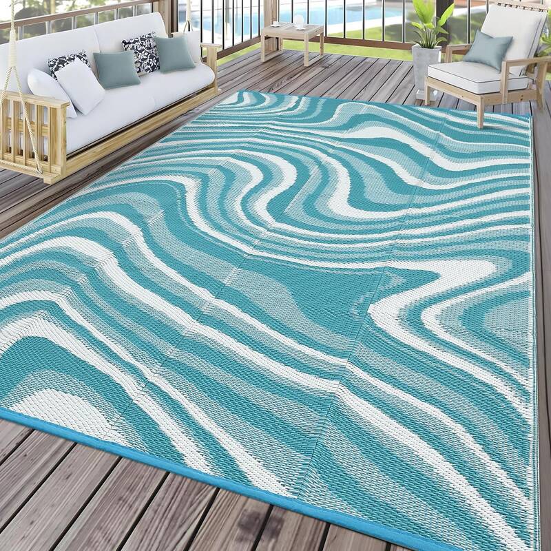 Garvee Camping Rug 10x14 Outdoor Waterproof UV Resistant Polypropylene Reversible Lightweight Portable for Patio RV Deck Picn...