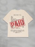 Men's Jesus Paid It All Slogan Print Short Sleeve Tee, Loose Casual Comfy T-shirt for Summer, Men's Top for Daily Wear, Crewn...