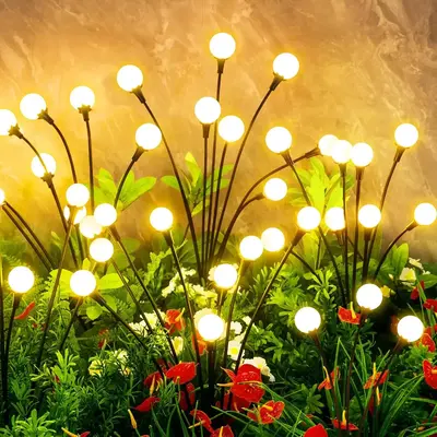 (4 Pack) Solar Garden Lights - Upgraded Solar Swaying Light, Sway by Wind, Outdoor Lights, Yard Patio Pathway Decoration, Hig...