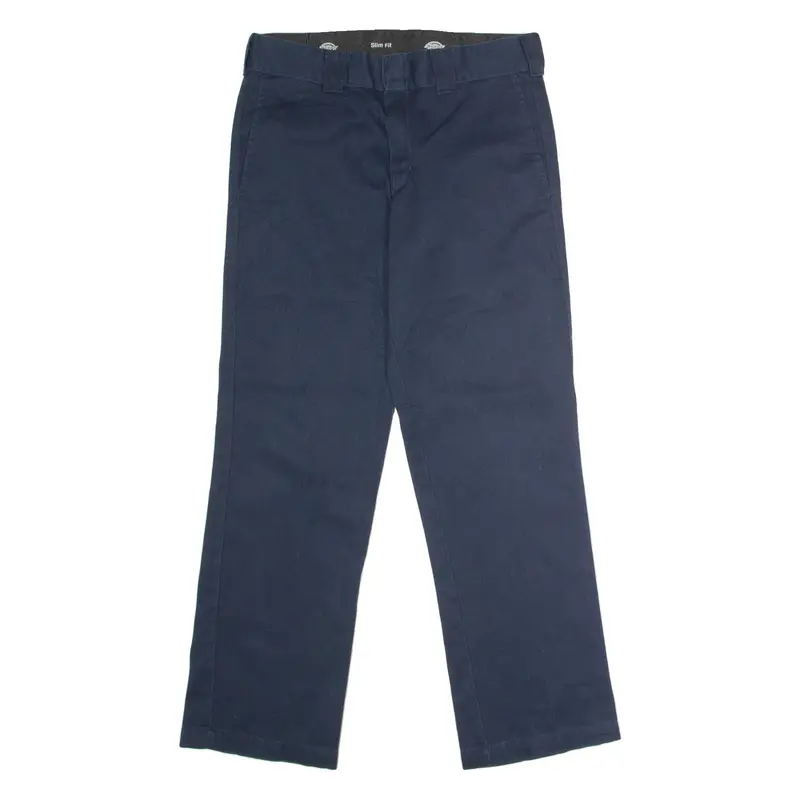 DICKIES Workwear Mens Twill Trousers Blue Slim Straight W32 L32