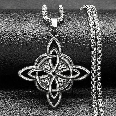 304 Stainless Steel Viking Knot Cross Pendant Necklaces for Men