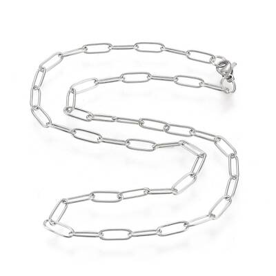 Non-Tarnish 304 Stainless Steel Paperclip Chain Necklace