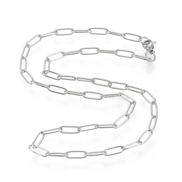 Non-Tarnish 304 Stainless Steel Paperclip Chain Necklace