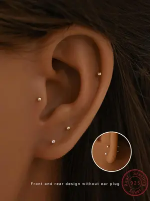 925 Sterling Silver Minimalist Studs Earrings, Fashionable Earrings for Women & Girls, Trendy All-match & Exquisite Jewelry f...