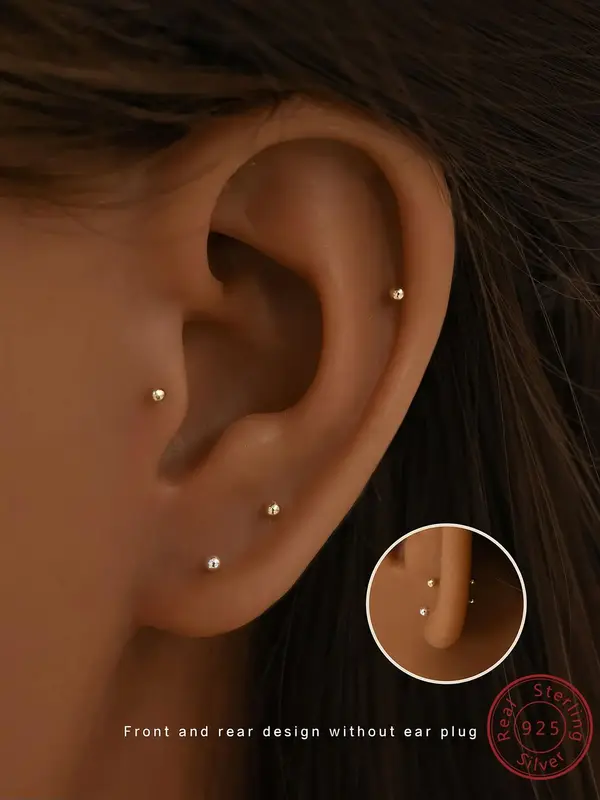 925 Sterling Silver Minimalist Studs Earrings, Fashionable Earrings for Women & Girls, Trendy All-match & Exquisite Jewelry f...