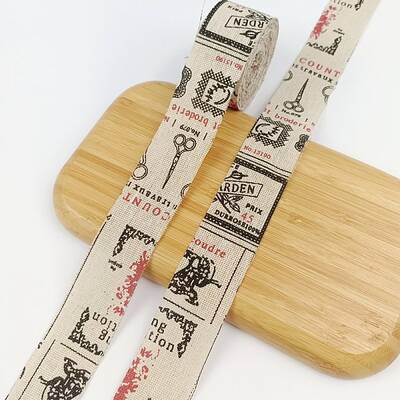 40M Cotton Linen Printed Ribbons