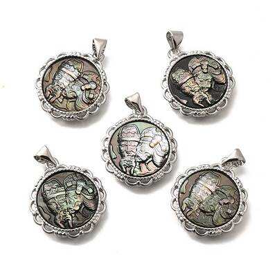 Brass with Natural Shell Carved Pendants