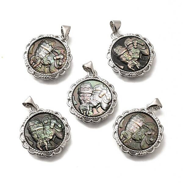 Brass with Natural Shell Carved Pendants