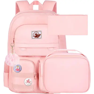 3PCS Girls Backpack, 16 inch Elementary School Laptop Bag College Bookbag, Anti Theft Daypack Set for Teens Students Women - ...