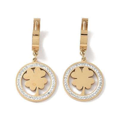 304 Stainless Steel Rhinestone Dangle Earrings