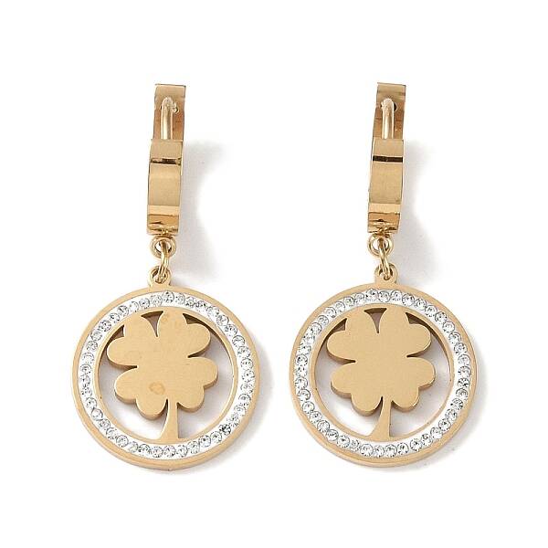 304 Stainless Steel Rhinestone Dangle Earrings