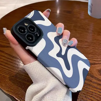 Wavy Line Pattern Design Phone Case for Summer, Silicone All-inclusive & Drop-resistant Decorative Phone Protective Cover, S...