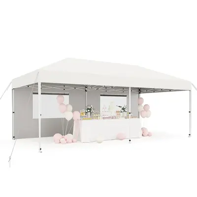 Garvee 10'x20' Pop-Up Canopy Tent - 210D Oxford Fabric Portable Instant Commercial Tent with 2 Sidewalls, 12 Stakes & 6 Sandb...