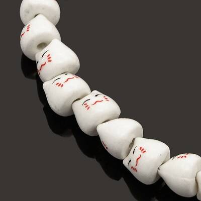 Handmade Kitten Bright Glazed Porcelain Ceramic Beads Strands