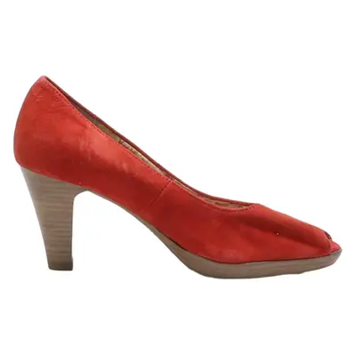 TAMARIS Peep Toe Heels Red Suede Womens UK 5