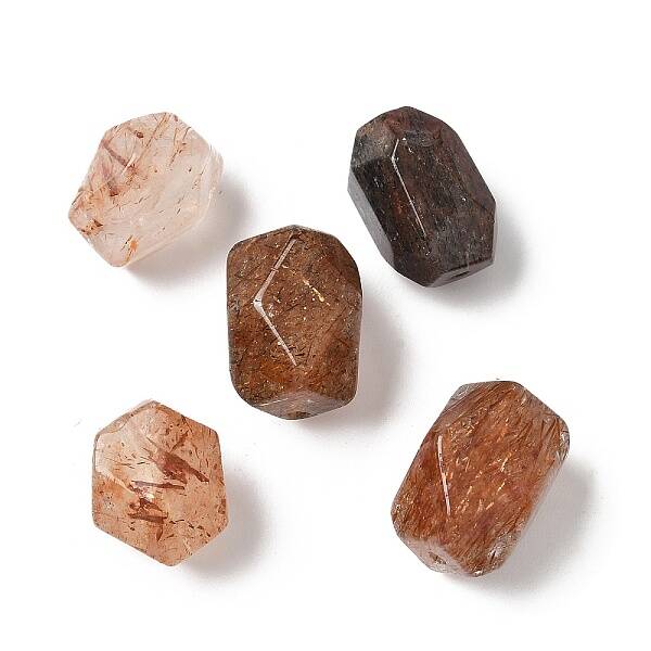 Natural Gold Black Rutilated Quartz Beads