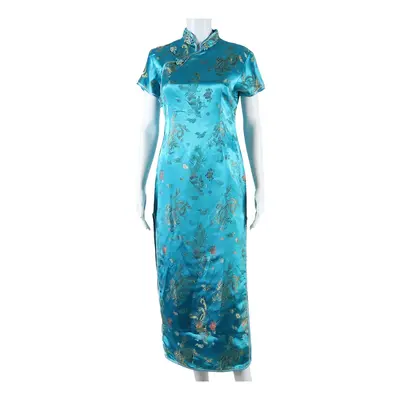 LAOGUDAI Eastern Inspired Dragon Womens Pencil Dress Blue Crazy Pattern Long XL