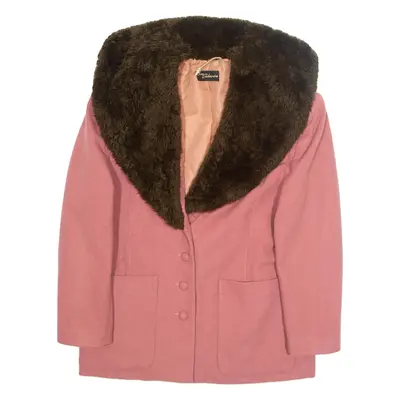LANA CACHEMIRE Womens Overcoat Jacket Pink Wool M
