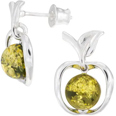 Sterling & Amber Apple Earrings - Cognac