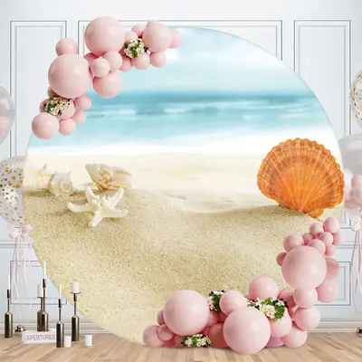 Shell And Starfish On The Beach Circle Backdrop - Aperturee