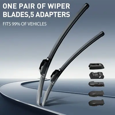 ITUTN Frameless Windshield Wiper Blades - OEM Quality, Ultra Quiet, Streak-Free, Dual-Layer Coating, Comes with 5 Adapter Typ...