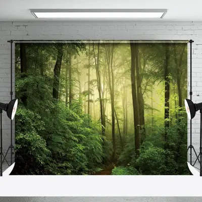 Nature Fog Green Forest Backdrop For Photo Booth - Aperturee