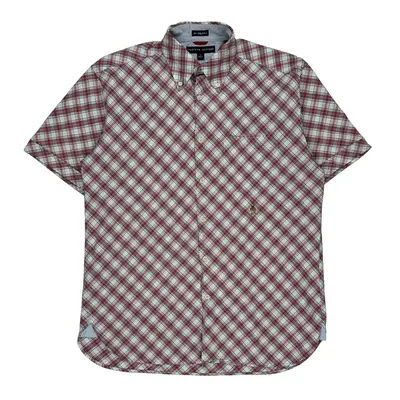 Tommy Hilfiger Checked Short Sleeve Shirt - Medium Red Cotton | Size: medium