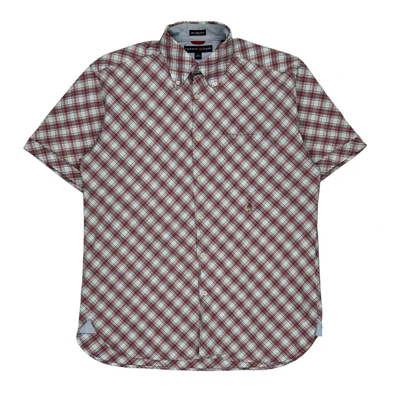 Tommy Hilfiger Checked Short Sleeve Shirt - Medium Red Cotton | Size: medium