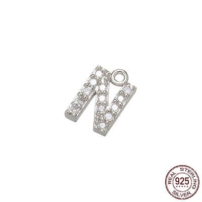 Real Platinum Plated Rhodium Plated 925 Sterling Silver Micro Pave Clear Cubic Zirconia Charms