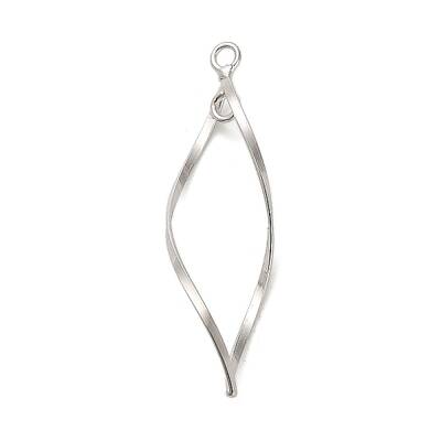 925 Sterling Silver Twisted Leaf Outline Connector Charms