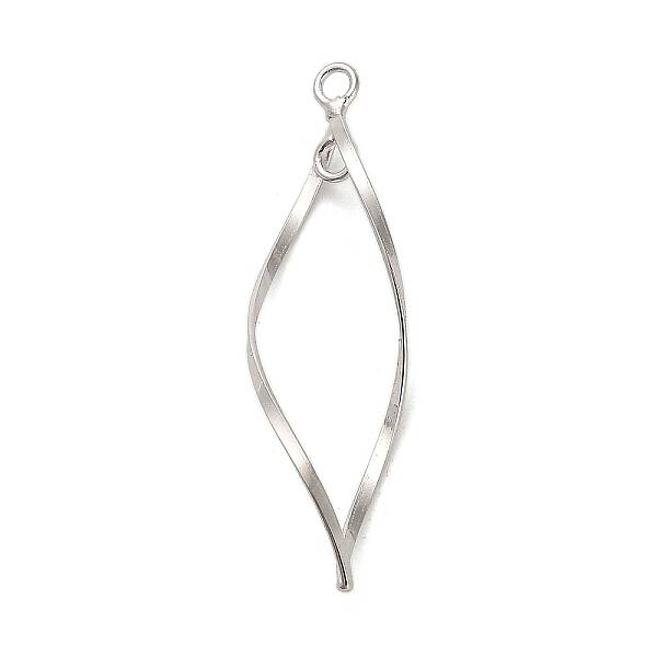 925 Sterling Silver Twisted Leaf Outline Connector Charms