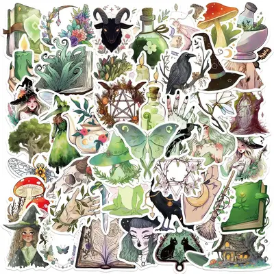 Retro Cartoon Forest Witch Pattern Car Graffiti Sticker, Self Adhesive Car Body Decor Paper, Car Window & Mirror Decorative ...