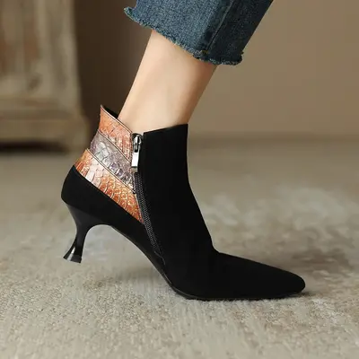 CHIKO Adele Pointy Toe Kitten Heels Ankle Boots