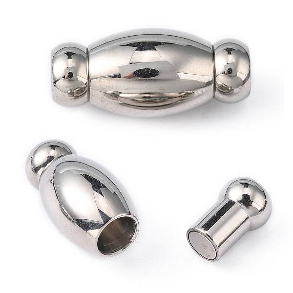 Tarnish Resistant Smooth 304 Stainless Steel Magnetic Clasps with Glue-in Ends