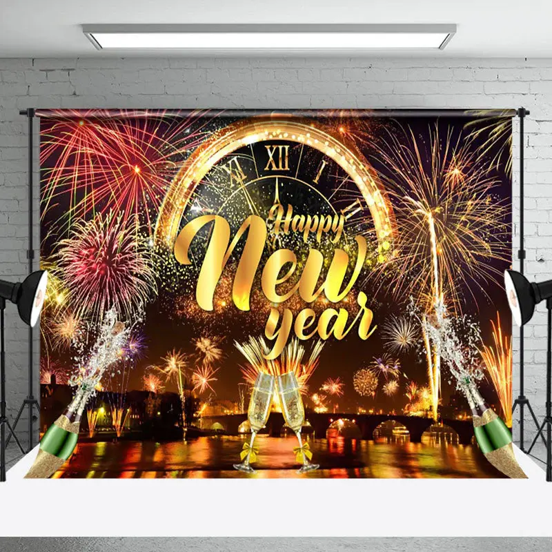 Celebratory New Years Eve Clock Festive Backdrop - Aperturee